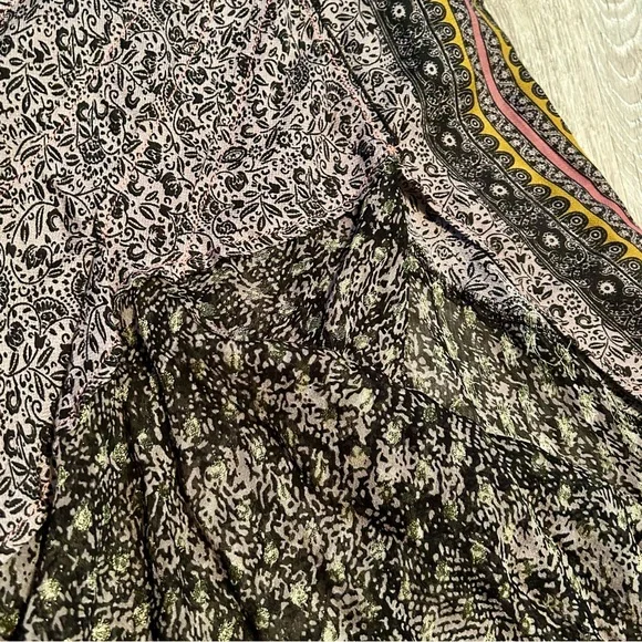 Free People Boho Gypsy Black White Asymmetrical Split Hem Sheer Maxi Skirt 4 XS - Picture 15 of 16